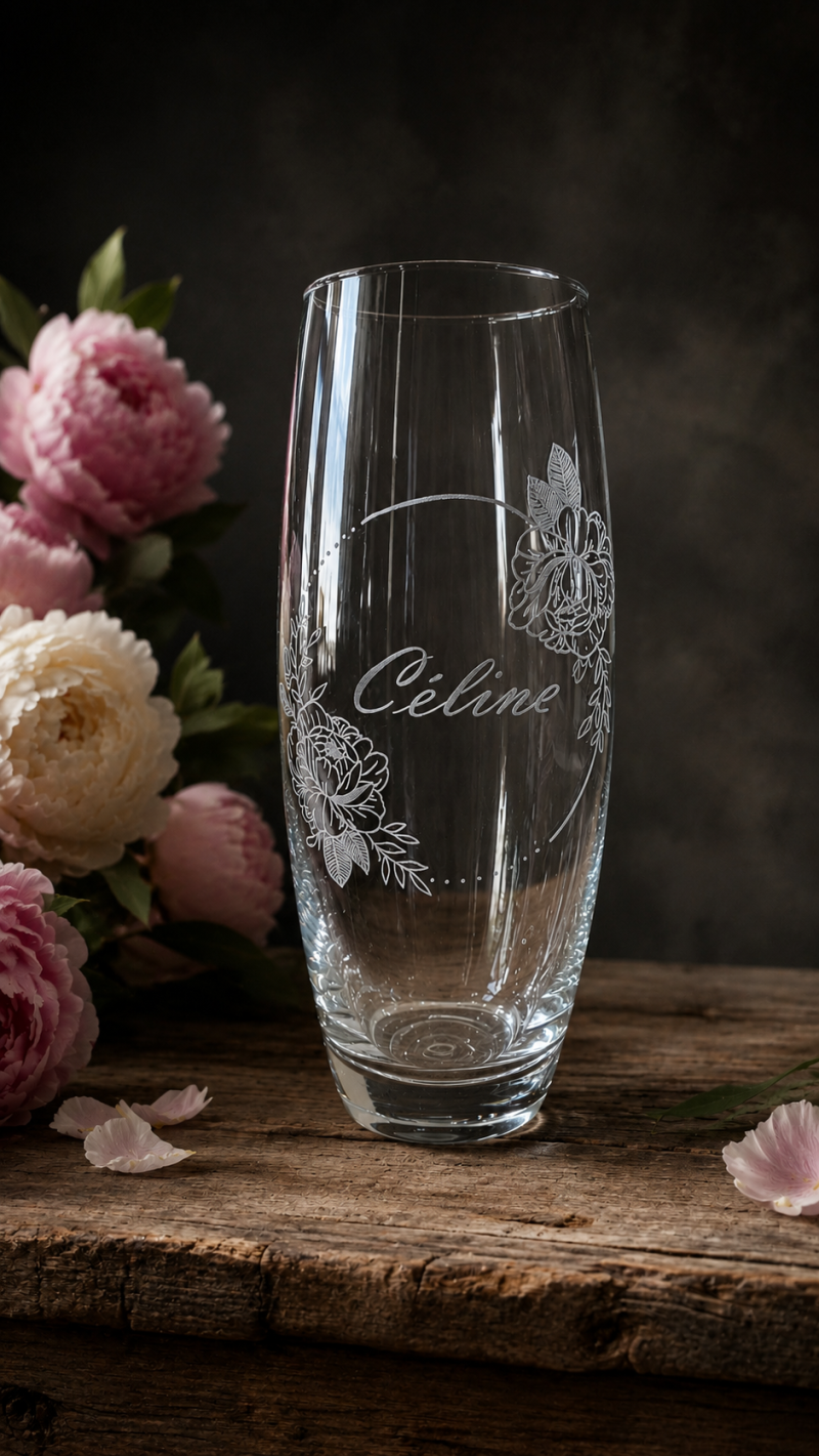 Vase ovale pivoines